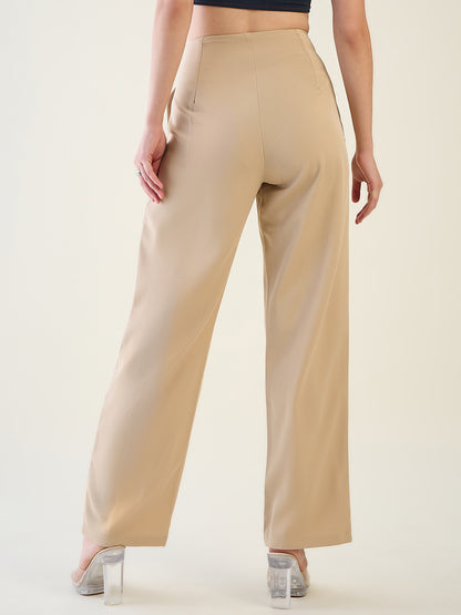 Pintuck Wide Leg Trousers with Contoured Waist