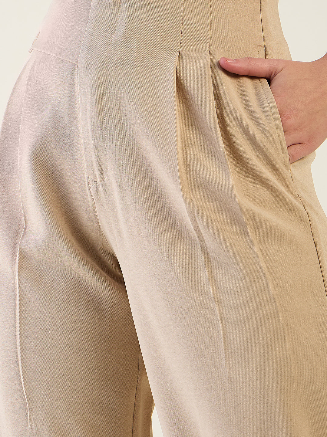 Pintuck Wide Leg Trousers with Contoured Waist