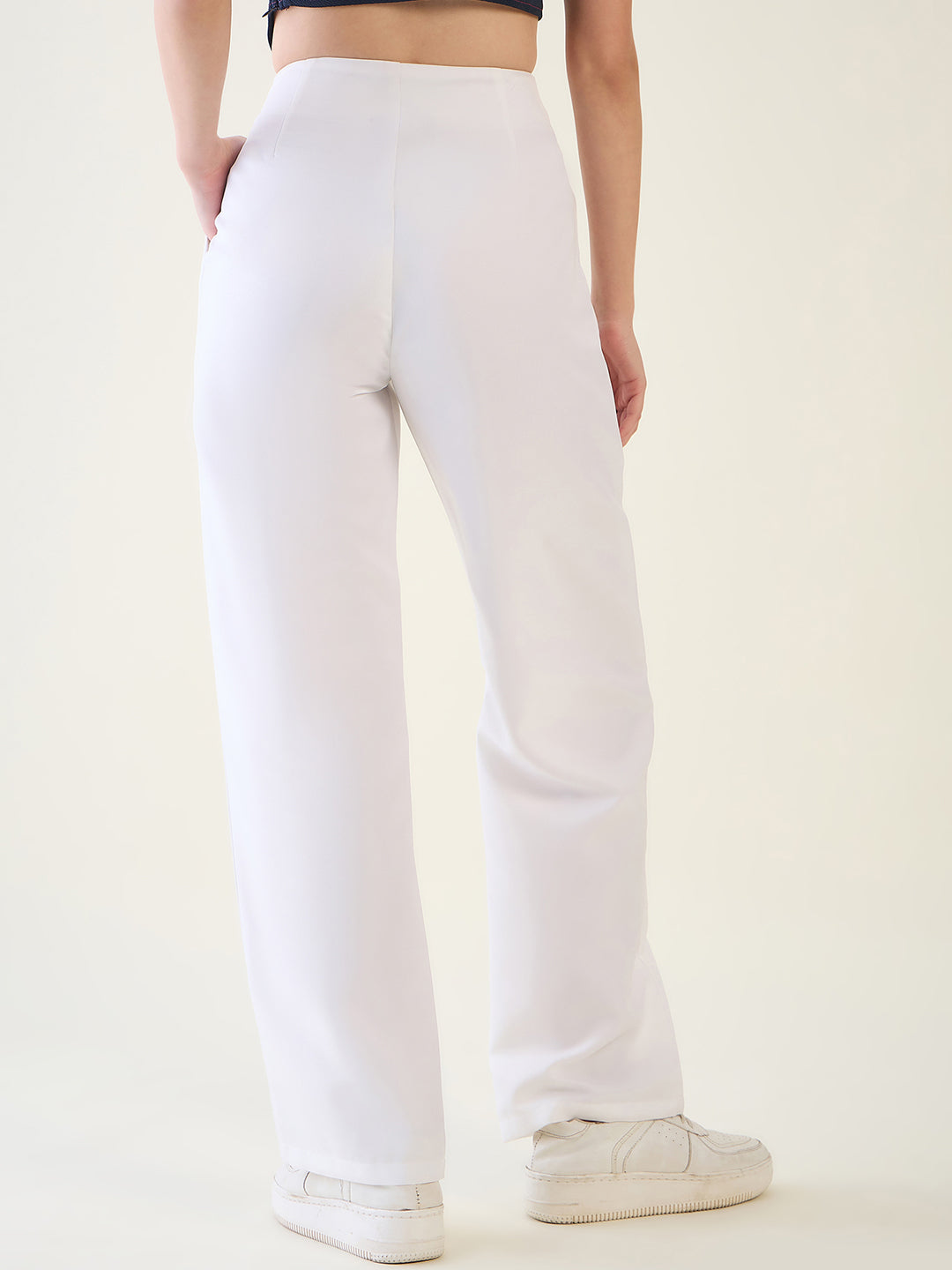 Pintuck Wide Leg Trousers with Contoured Waist