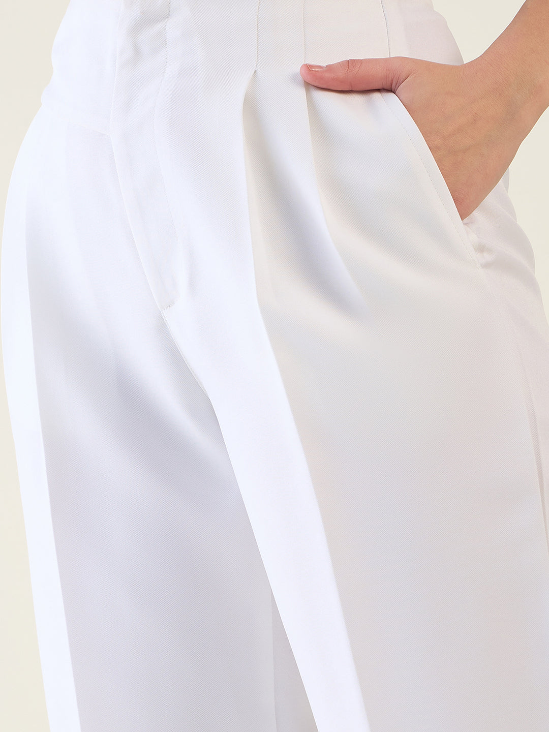 Pintuck Wide Leg Trousers with Contoured Waist