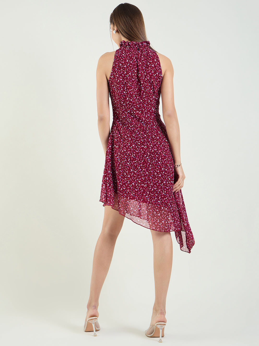 Printed Sleeveless High-Low Mini Dress