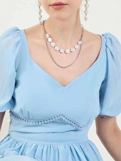 Puff Sleeve Sweetheart Maxi Dress with Ruffle Hem