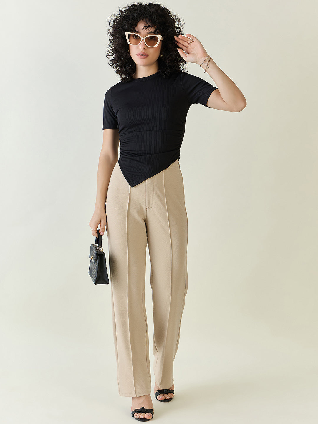 Ribbed Asymmetric Hem Crop Top