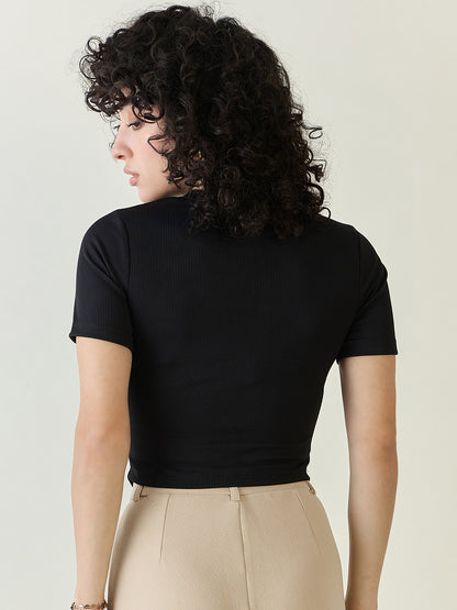 Ribbed Asymmetric Hem Crop Top