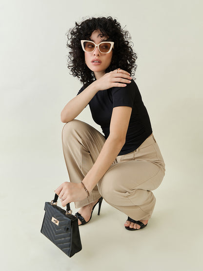 Ribbed Asymmetric Hem Crop Top