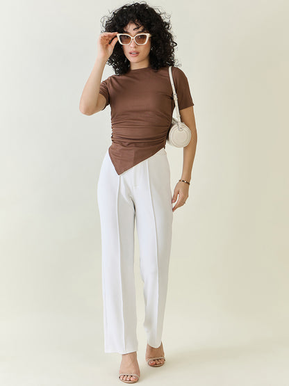 Ribbed Asymmetric Hem Crop Top
