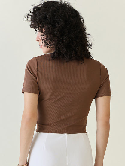 Ribbed Asymmetric Hem Crop Top