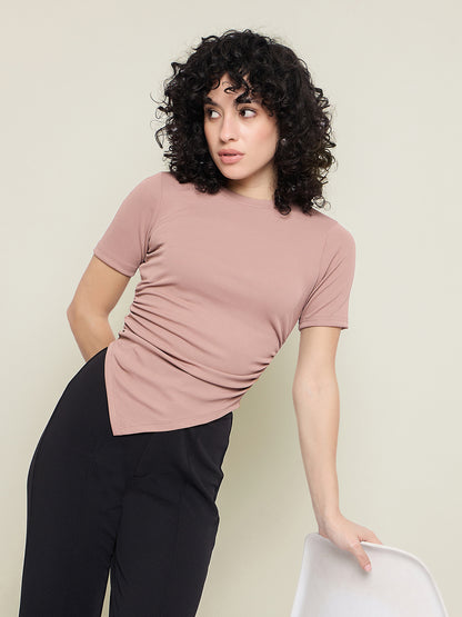 Ribbed Asymmetric Hem Crop Top