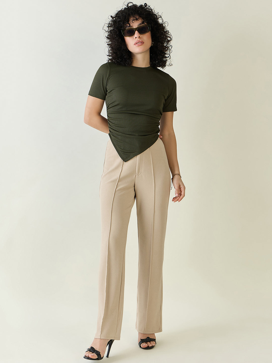 Ribbed Asymmetric Hem Crop Top