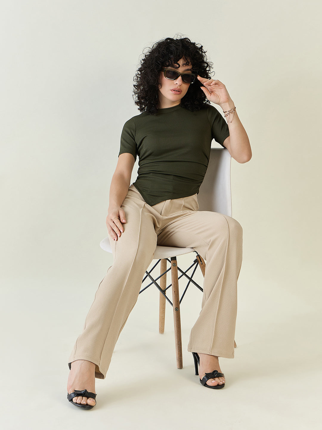 Ribbed Asymmetric Hem Crop Top