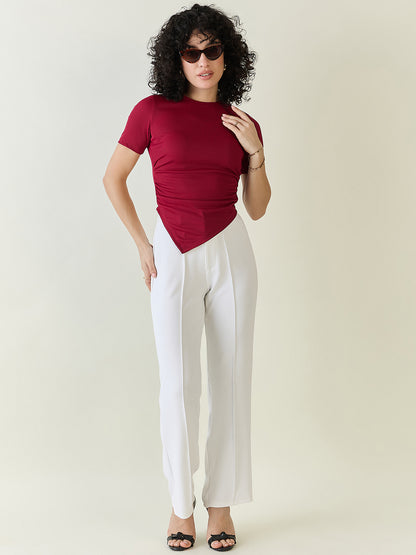 Ribbed Asymmetric Hem Crop Top