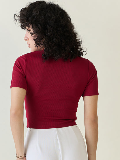 Ribbed Asymmetric Hem Crop Top