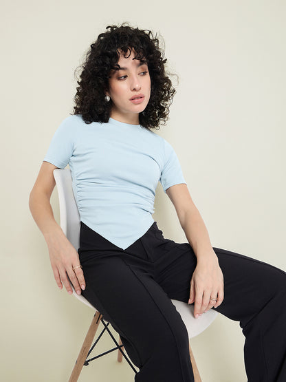 Ribbed Asymmetric Hem Crop Top