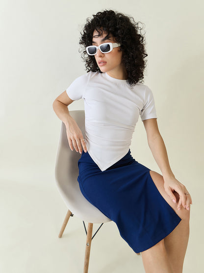 Ribbed Asymmetric Hem Crop Top