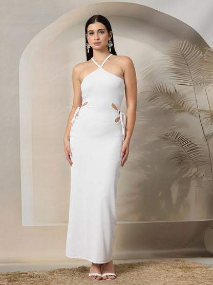 Ribbed Halter Maxi Dress with Side Cut-Outs