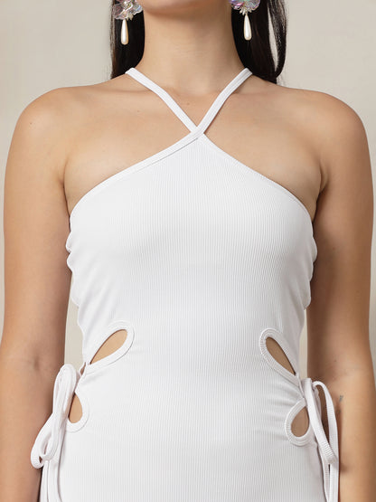 Ribbed Halter Maxi Dress with Side Cut-Outs