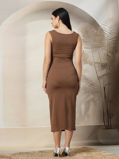Ribbed Square Neck Tank Midi Bodycon