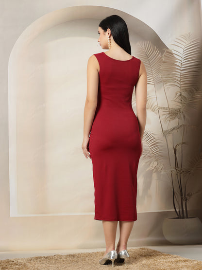 Ribbed Square Neck Tank Midi Bodycon