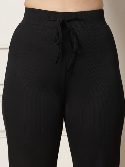 Ribbed Sweetheart Crop Top and Trouser Co-ord Set