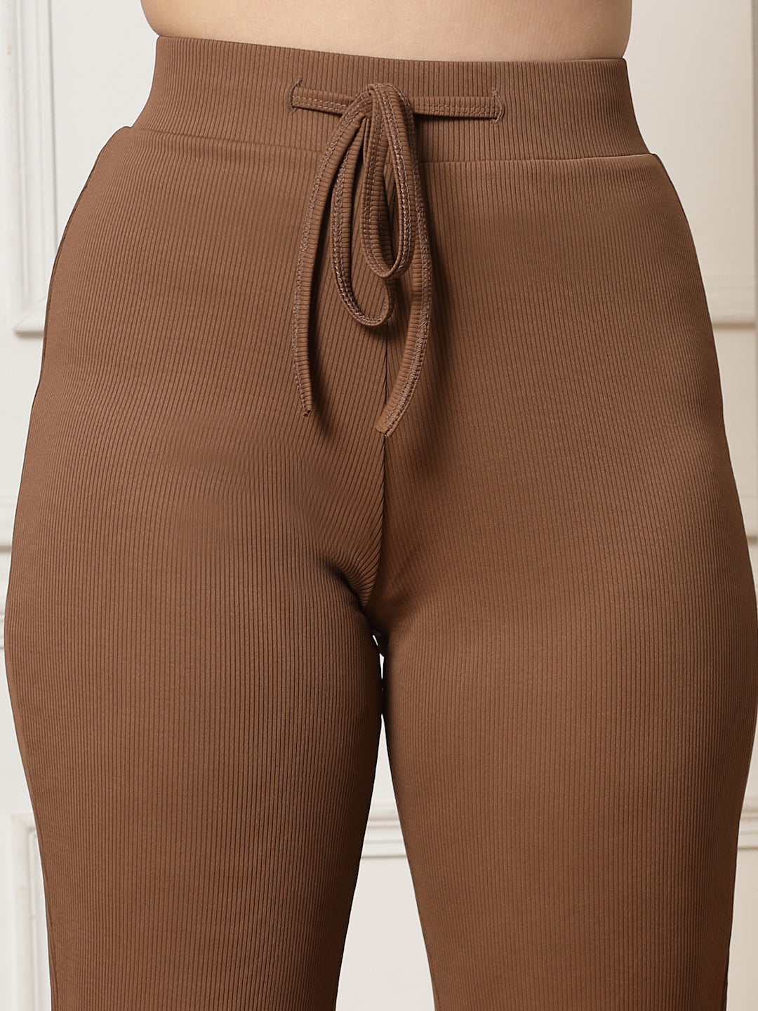 Ribbed Sweetheart Crop Top and Trouser Co-ord Set