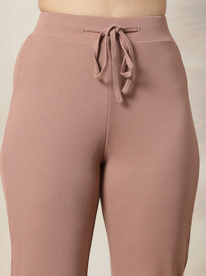 Ribbed Sweetheart Crop Top and Trouser Co-ord Set