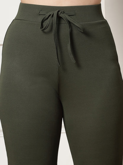 Ribbed Sweetheart Crop Top and Trouser Co-ord Set