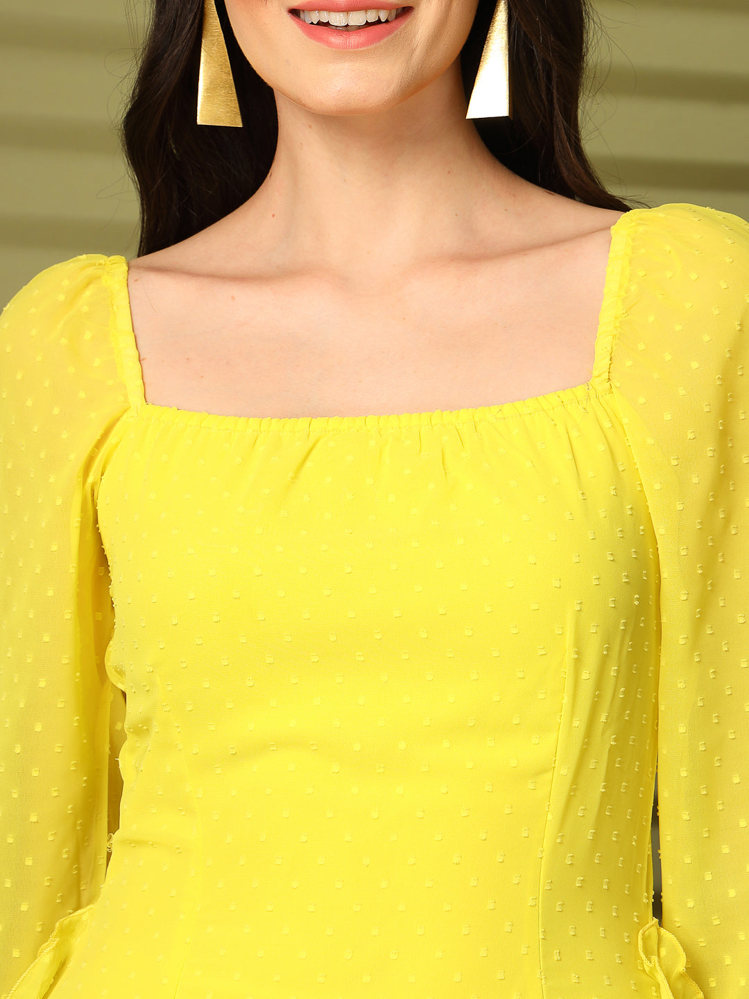 Ruffle Mini Dress with Long Sleeves