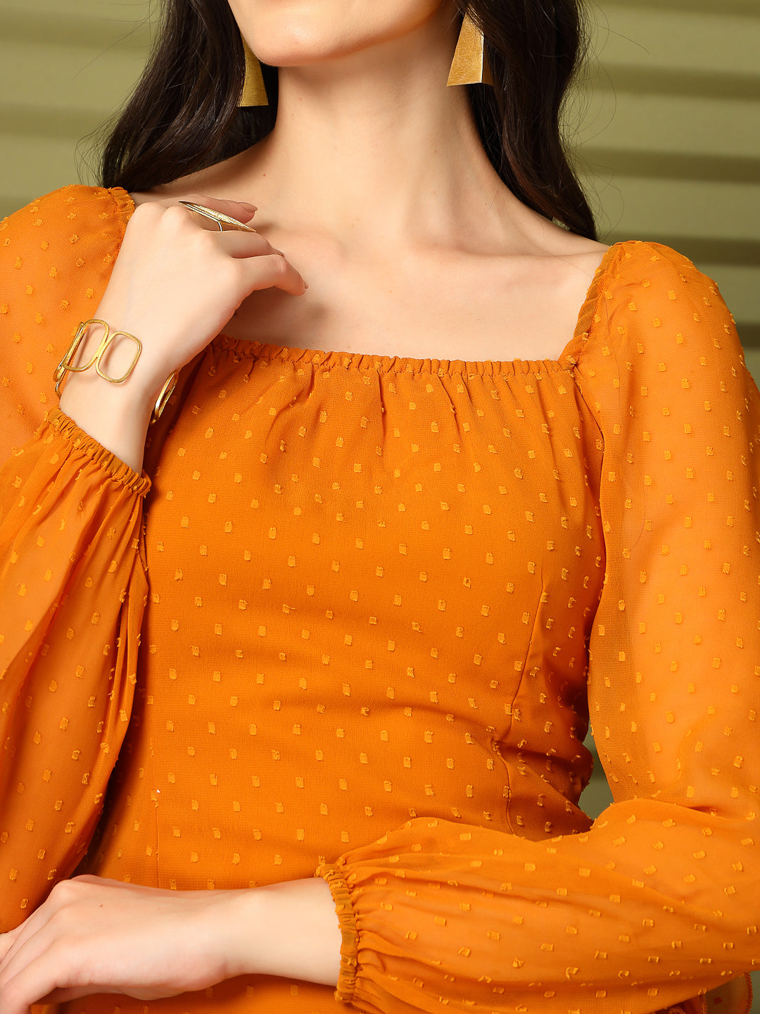 Ruffle Mini Dress with Long Sleeves