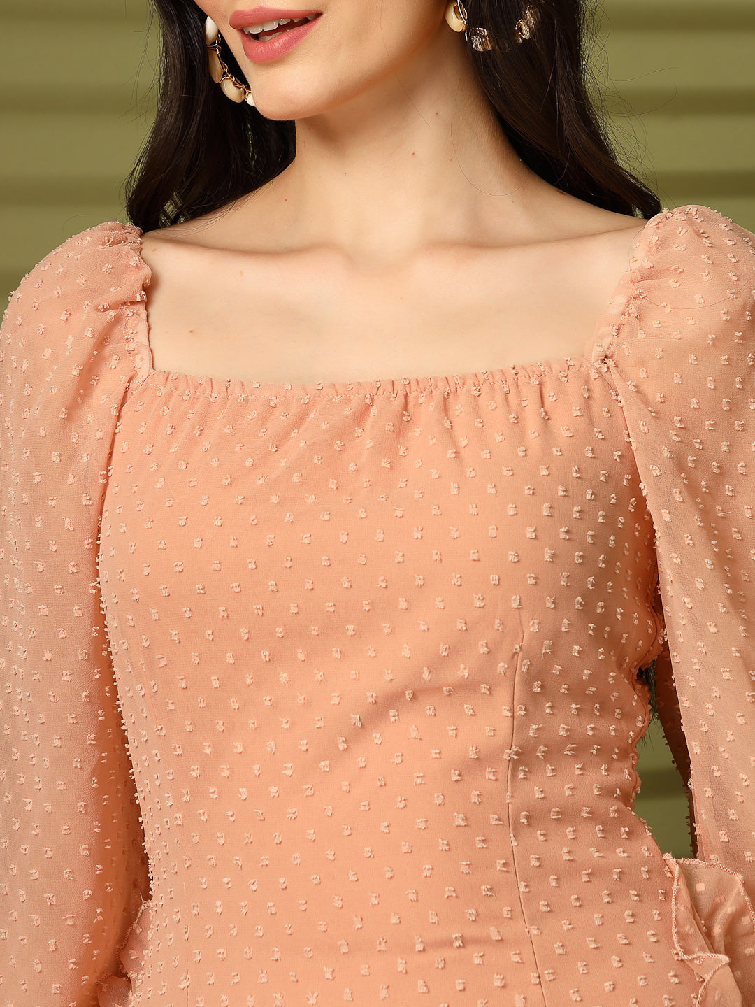 Ruffle Mini Dress with Long Sleeves