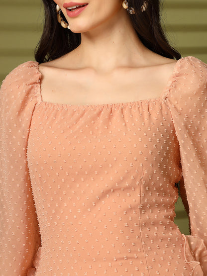 Ruffle Mini Dress with Long Sleeves