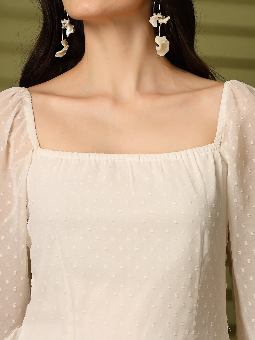 Ruffle Mini Dress with Long Sleeves