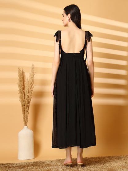 Ruffle Strap Backless Maxi Dress