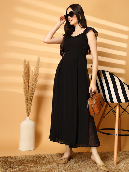 Ruffle Strap Backless Maxi Dress