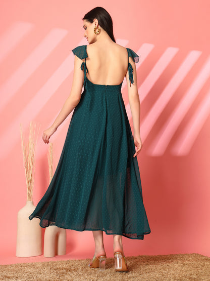 Ruffle Strap Backless Maxi Dress