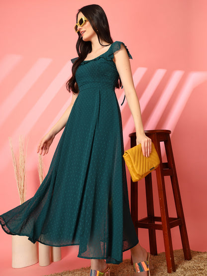 Ruffle Strap Backless Maxi Dress