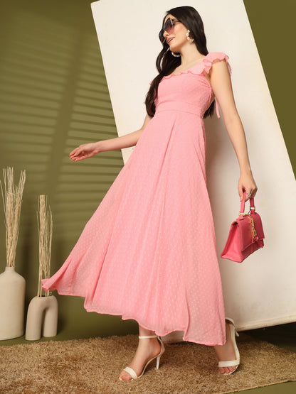 Ruffle Strap Backless Maxi Dress