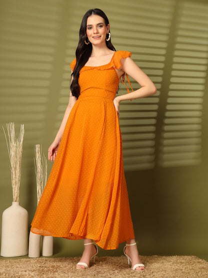 Ruffle Strap Backless Maxi Dress