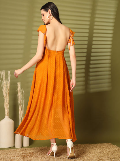 Ruffle Strap Backless Maxi Dress