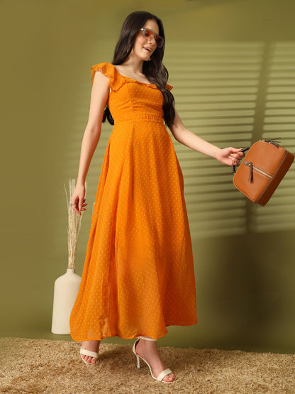 Ruffle Strap Backless Maxi Dress