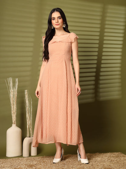 Ruffle Strap Backless Maxi Dress