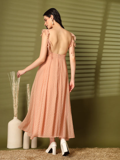 Ruffle Strap Backless Maxi Dress