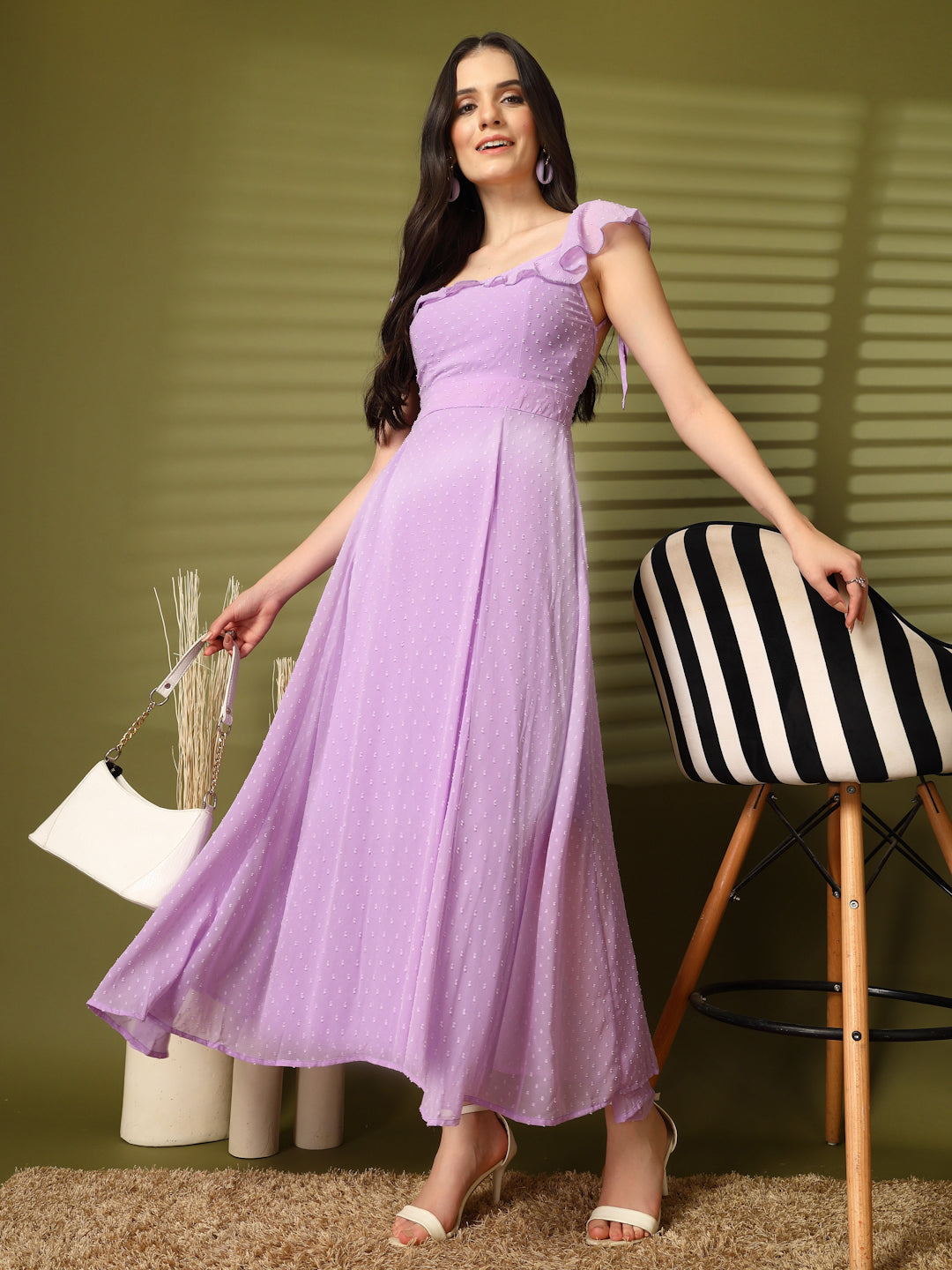 Ruffle Strap Backless Maxi Dress