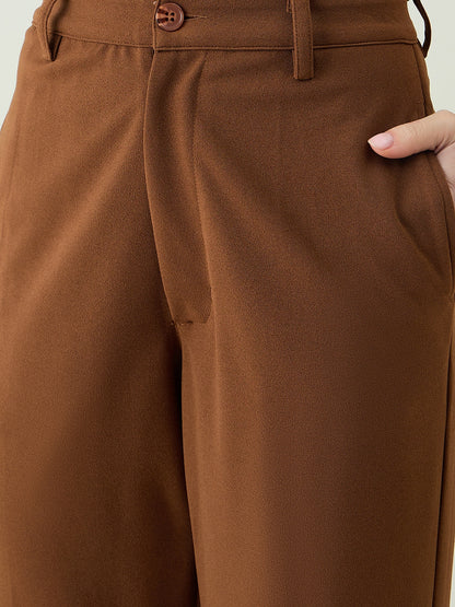 Sleeveless Collared Top and Tailored Trousers Set