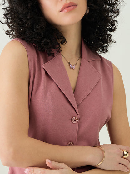 Sleeveless Collared Top and Tailored Trousers Set