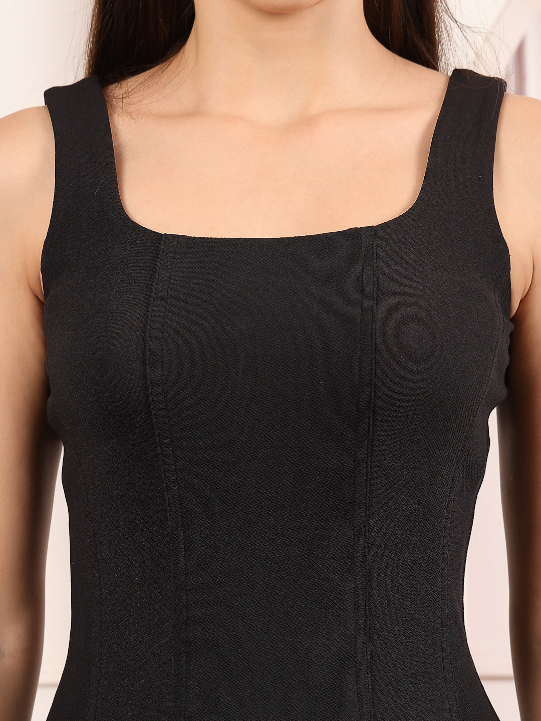 Sleeveless Square Neck A-Line Midi Dress