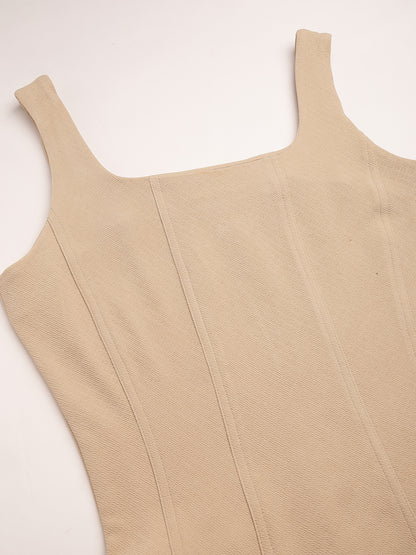 Sleeveless Square Neck A-Line Midi Dress