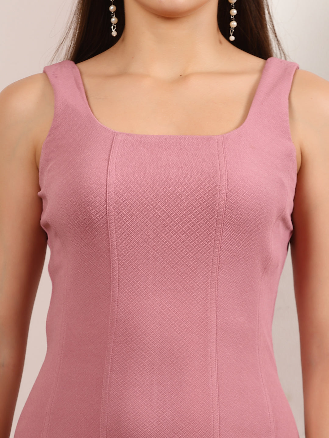 Sleeveless Square Neck A-Line Midi Dress