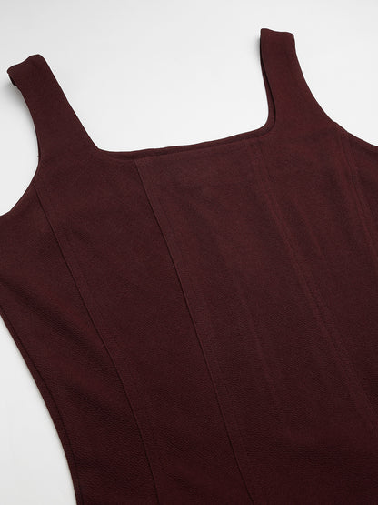 Sleeveless Square Neck A-Line Midi Dress