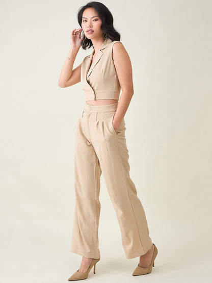 Sleeveless Waistcoat Wrap Top and Trouser Set