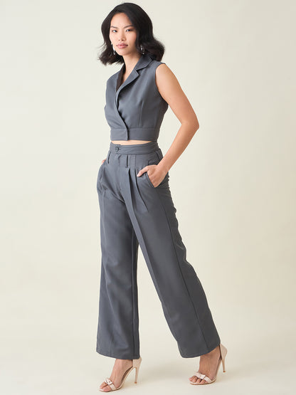 Sleeveless Waistcoat Wrap Top and Trouser Set